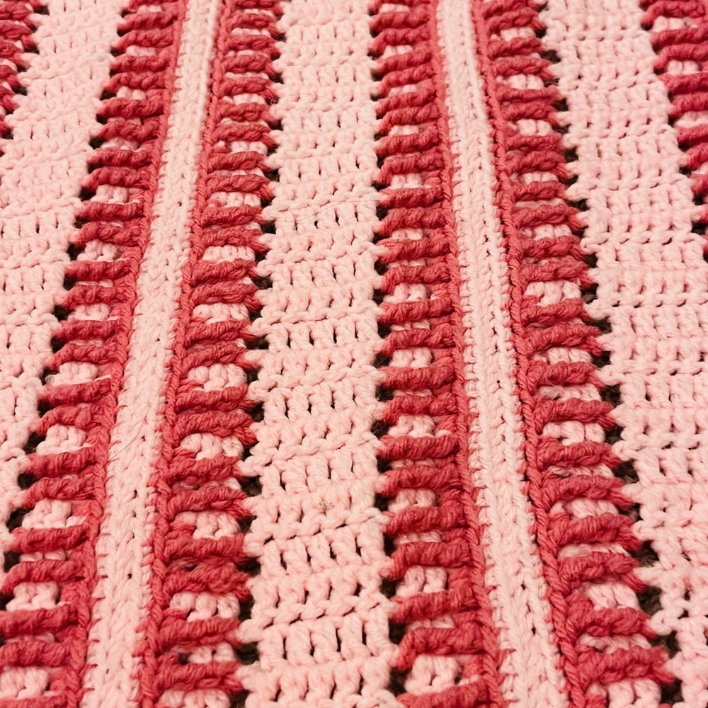 Vintage Pink Crochet Blanket